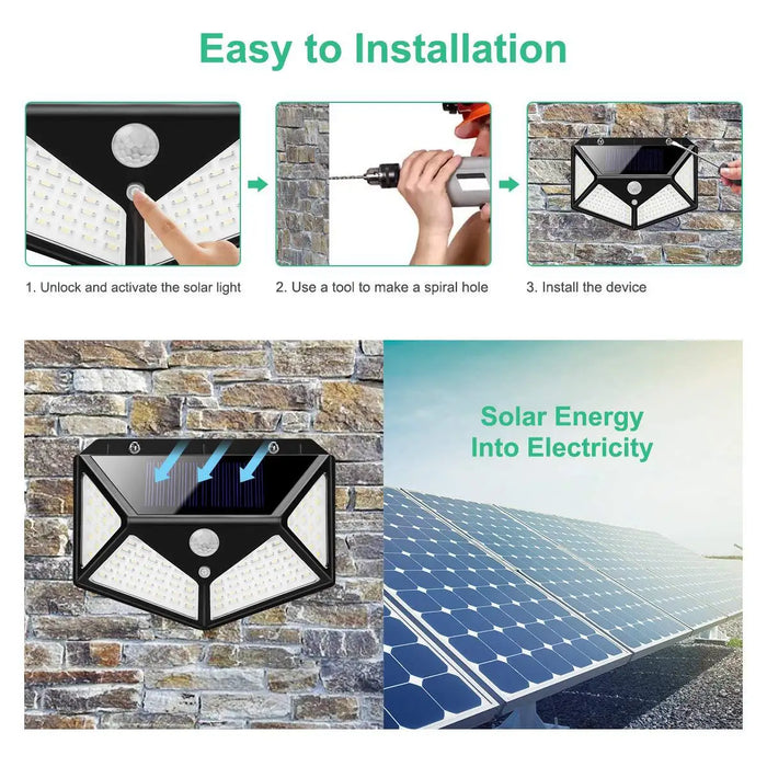 100 Led Solar Wall Lamp With Motion Sensor(solar light)